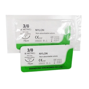 Sutura Nylon Monofilamento - 3/0 ( 2 Metric) - 3/8 círculo 37mm